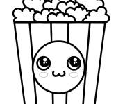 Coloriage et dessins gratuit  Kawaii Popcorn à imprimer