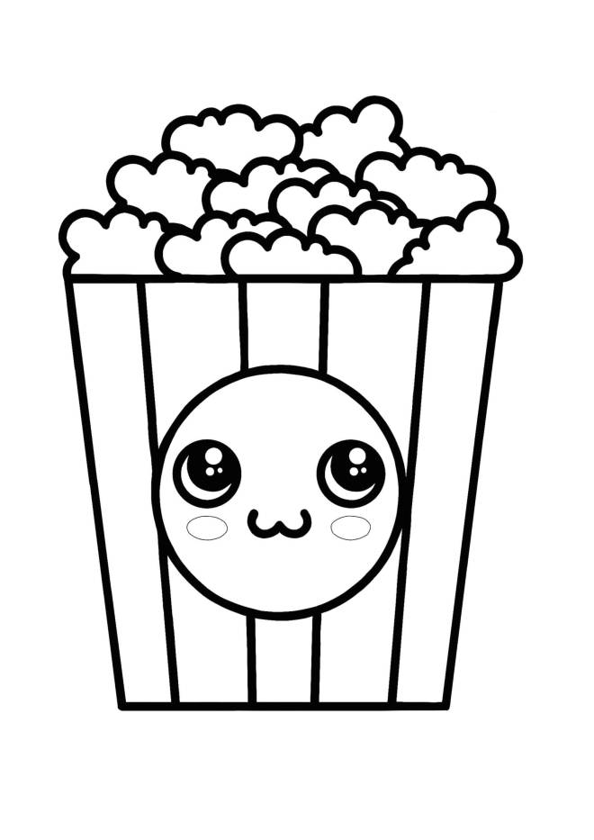 Coloriage et dessins gratuits  Kawaii Popcorn à imprimer
