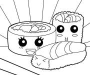Coloriage Kawaii Sushi