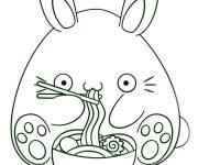 Coloriage Lapin Kawaii mange des nouilles