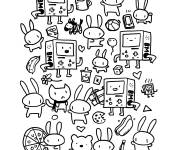 Coloriage Lapin Kawaii Stylis&eacute;