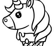 Coloriage et dessins gratuit Licorne Cornet Glace Kawaii à imprimer