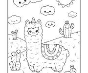 Coloriage Licorne Et Nature Kawaii