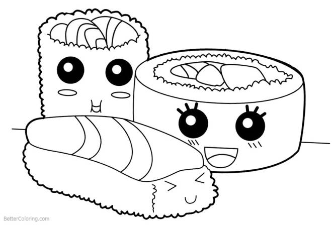 Coloriage et dessins gratuits Nourriture Japonaise avec yeux Kawaii à imprimer