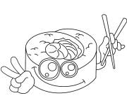 Coloriage Nourriture japonaise Kawaii