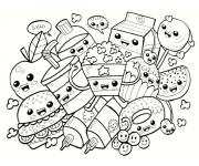 Coloriage Nourriture Kawaii simple