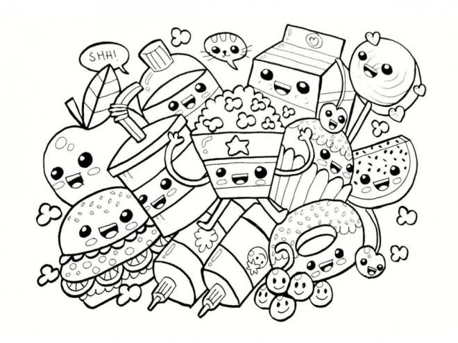 Coloriage et dessins gratuits Nourriture Kawaii simple à imprimer