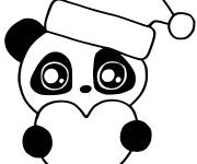 Coloriage Panda de Noel Kawaii