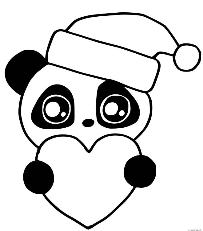 Coloriage et dessins gratuits Panda de Noel Kawaii à imprimer