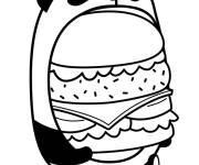 Coloriage Panda et Nourriture Kawaii