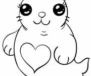 Coloriage  Phoque Kawaii