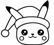 Coloriage Pikachu Noel Kawaii 