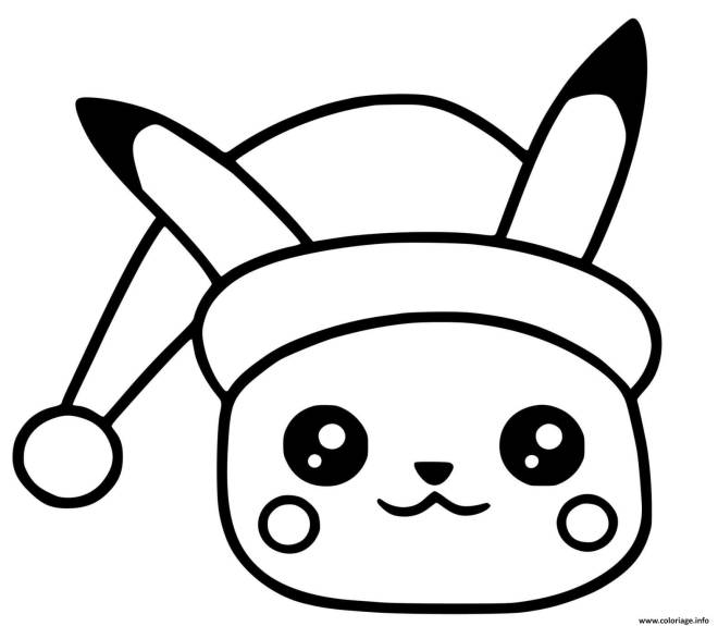 Coloriage et dessins gratuits Pikachu Noel Kawaii  à imprimer