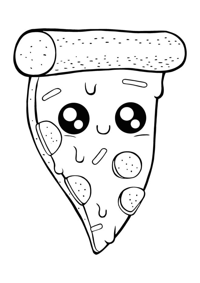 Coloriage et dessins gratuits Pizza Kawaii  à imprimer