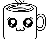 Coloriage Tasse De Caf&eacute; Kawaii