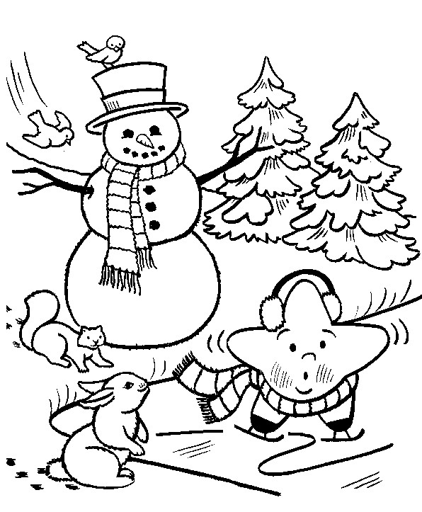 Coloriage La Neige en hiver dessin gratuit à imprimer