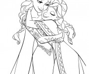Coloriage Elsa et Anna maternelle