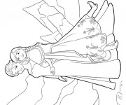 Coloriage Elsa et Anna Soeurs  vecteur
