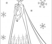 Coloriage Elsa et Flocons de Neige