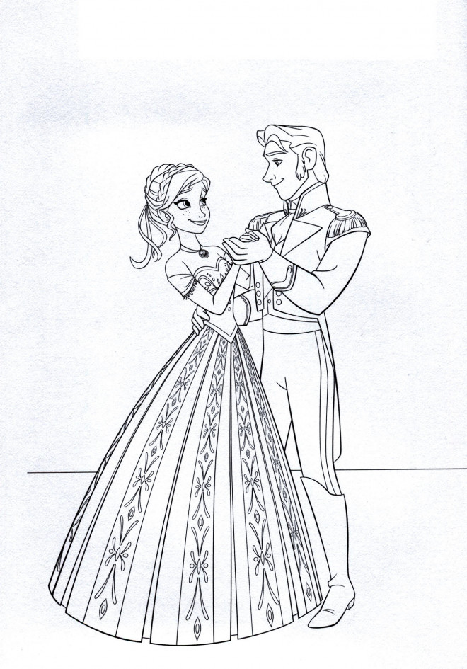 Coloriage et dessins gratuits Elsa et Hans dansent à imprimer