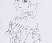 Coloriage Elsa La Reine des Neiges au crayon