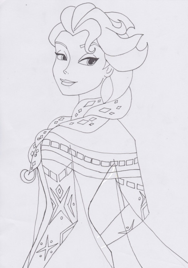 Coloriage et dessins gratuits Elsa La Reine des Neiges au crayon à imprimer