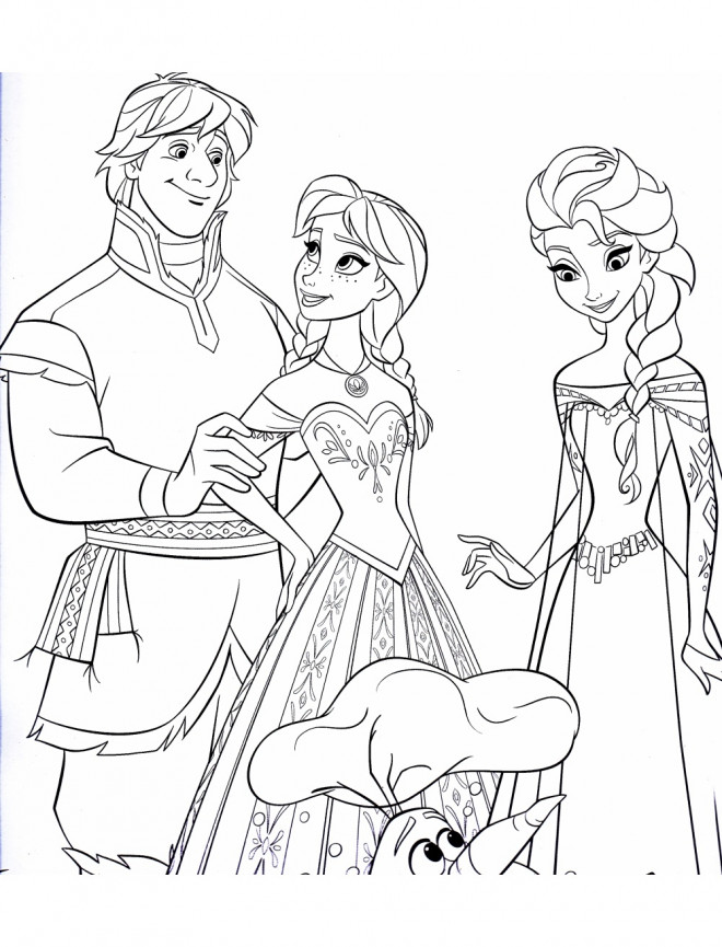 Coloriage La Reine des Neiges et Kristoff dessin gratuit à imprimer