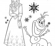 Coloriage et dessins gratuit La Reine des Neiges et Olaf à imprimer