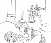 Coloriage Petite Elsa et sa soeur effrayée