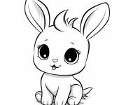 Coloriage Adorable b&eacute;b&eacute; lapin de P&acirc;ques simple
