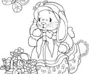 Coloriage Beau lapin en robe de P&acirc;ques
