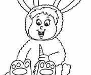 Coloriage b&eacute;b&eacute; d&eacute;guis&eacute; en lapin de P&acirc;ques