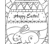 Coloriage Carte de P&acirc;ques avec un lapin comme motif