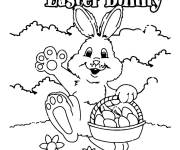 Coloriage Carte postale du lapin de P&acirc;ques
