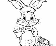 Coloriage Charmant Lapin de P&acirc;ques avec carotte