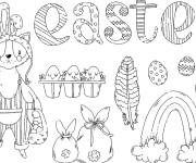 Coloriage Colorie Lapin de p&acirc;ques gratuit