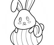 Coloriage Contour du lapin de P&acirc;ques sur un &oelig;uf