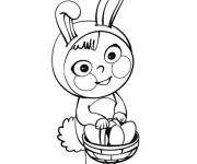 Coloriage Costume lapin de P&acirc;ques pour fille