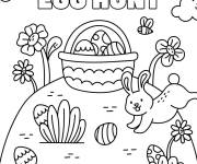 Coloriage Dessin Lapin de P&acirc;ques &agrave; imprimer
