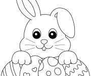 Coloriage Illustration lapin de P&acirc;ques &agrave; colorier