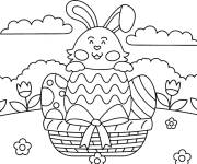 Coloriage Illustration Lapin de P&acirc;ques en couleurs