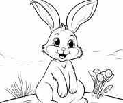 Coloriage Joli lapin de P&acirc;ques avec carotte sucr&eacute;e