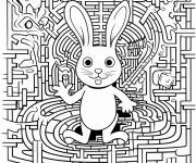 Coloriage Labyrinthe du lapin de P&acirc;ques