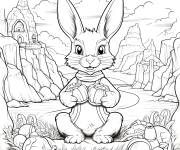 Coloriage Lapin au Pays de P&acirc;ques