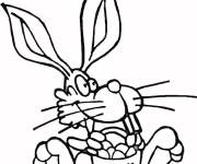 Coloriage Lapin avec des oreilles de P&acirc;ques