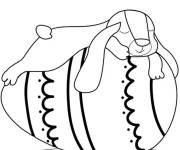 Coloriage Lapin b&eacute;lier de P&acirc;ques