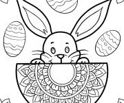 Coloriage Lapin de P&acirc;ques &agrave; l'int&eacute;rieur d'un &oelig;uf de P&acirc;ques Mandala