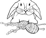 Coloriage Lapin de P&acirc;ques aux oeufs et au chocolat