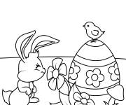 Coloriage Lapin de P&acirc;ques avec le saveur des fleurs