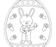 Coloriage lapin de p&acirc;ques avec mod&egrave;le d'oeuf &agrave; d&eacute;couper